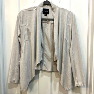Liverpool Faux Suede Jacket Draped Open Front Light Gray Small LM1172PSU